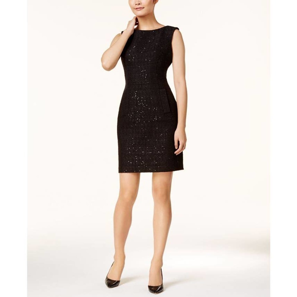 Women's Sequined Sheath Dress Size 8 Black Anne Klein ORIG. $149 NEW WITH TAGS